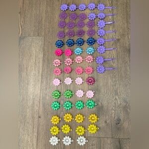 LOT OF 63 All Flowers VINTAGE Snap Tight Barrettes Hair Clips 80s 90s GOODY